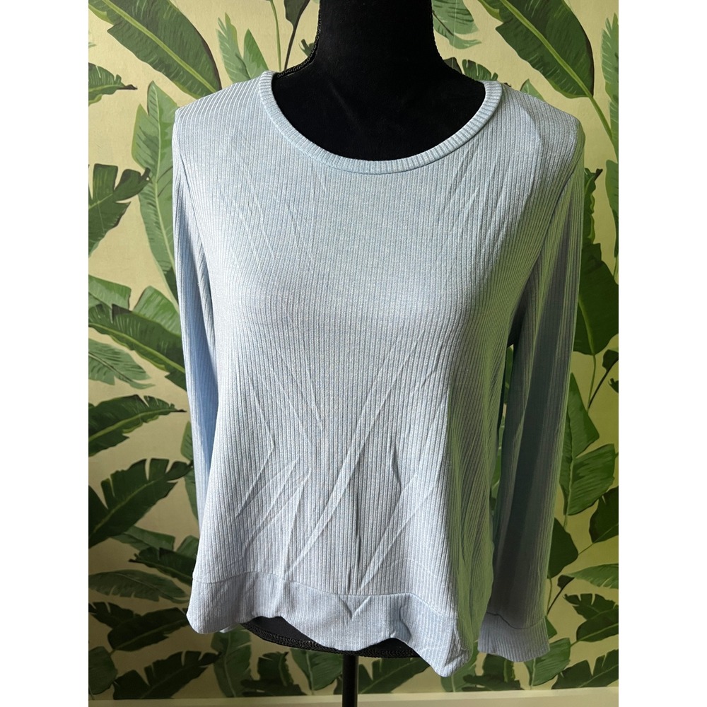 Alya Ribbed Long Sleeve Top Women Medium Blue